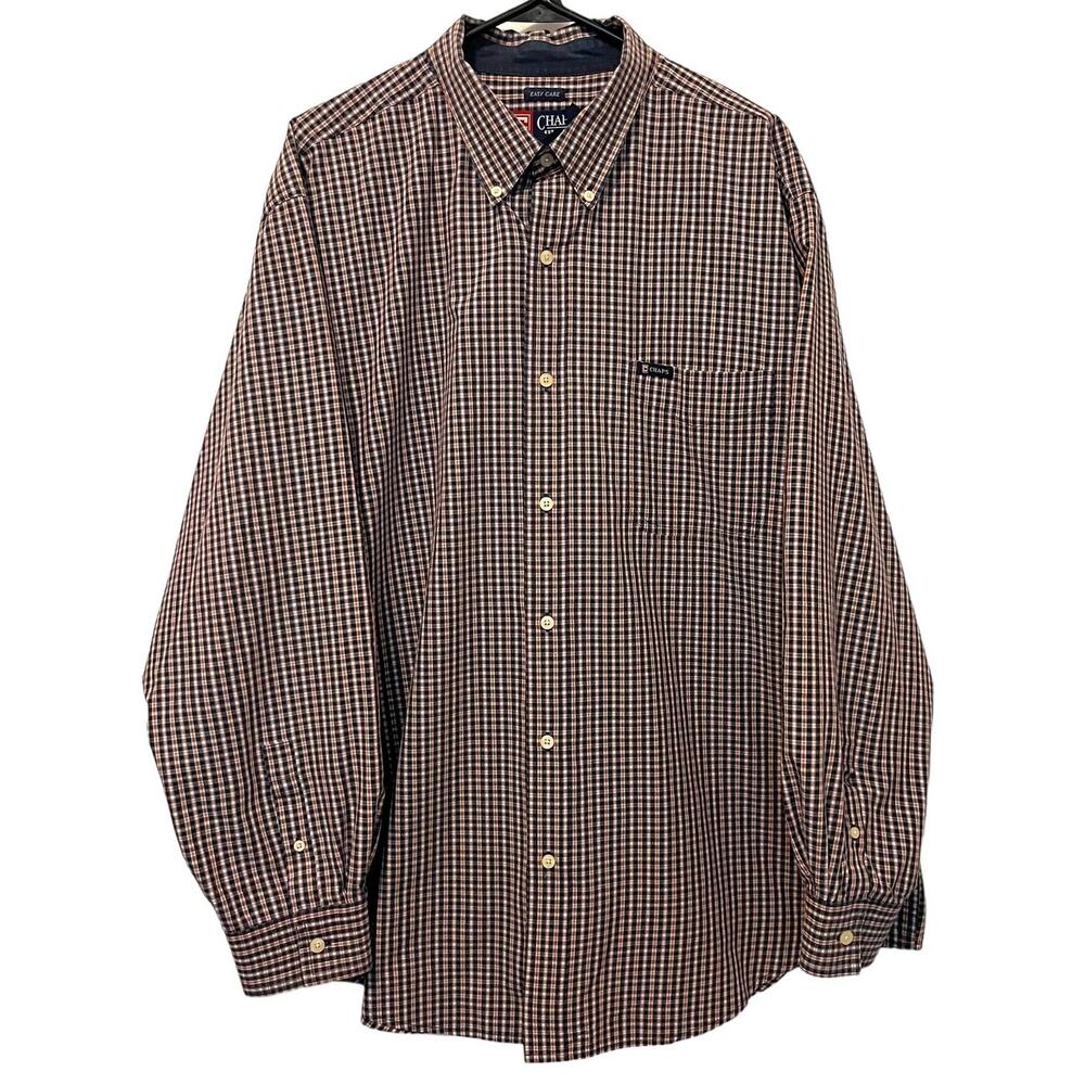 Chaps Button Down Shirt Plaid Blue XXL